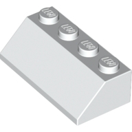 Lego kostka (kostička) 2x4 sklon (šikmá) 45°, bílá (303701)
